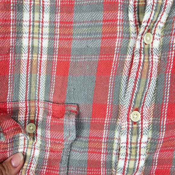 Mens California Fit Western Cowboy Outdoor Rugged Work Farm Red Plaid Flannel LG - Picture 10 of 13